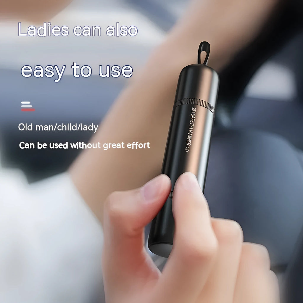 Aluminium alloy car safety hammer with window breaker, seatbelt cutter, LED torch and alarm functions