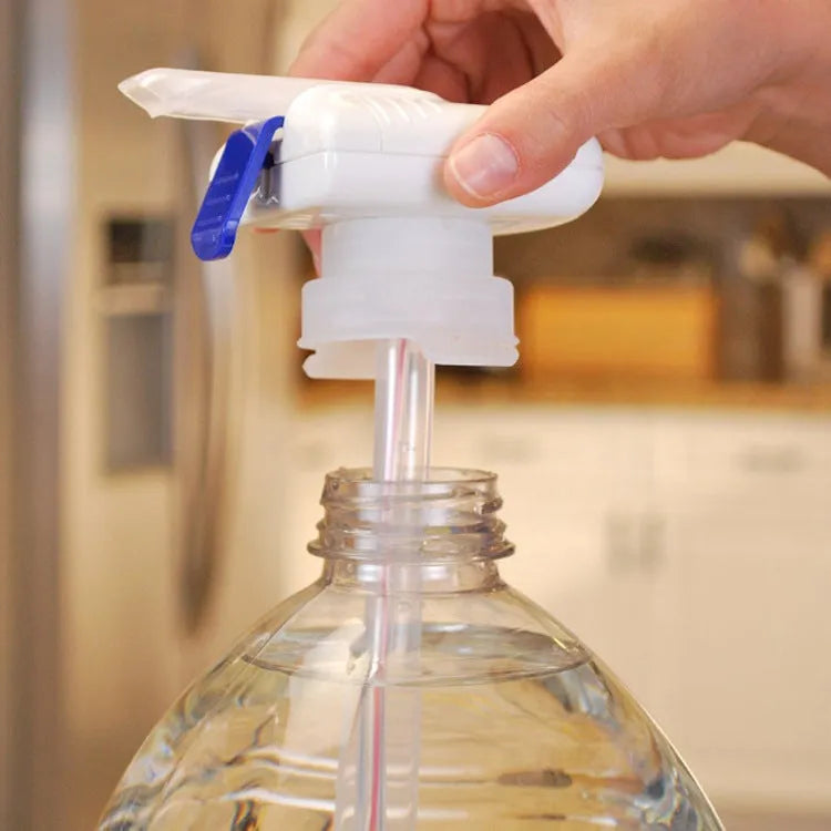 Blue handle pumping water device with 32.5cm straw for transferring milk and beverages between containers