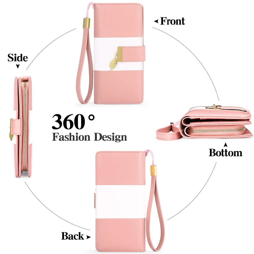 Anti-theft PU leather clutch bag with lock mechanism showing folded and unfolded states in midnight black colour