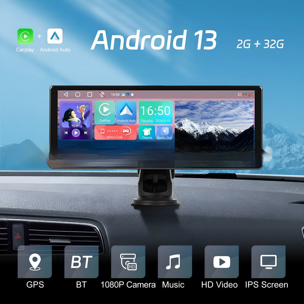 11.3-inch car touchscreen display unit with Android WiFi, CarPlay, and rear-view camera support.