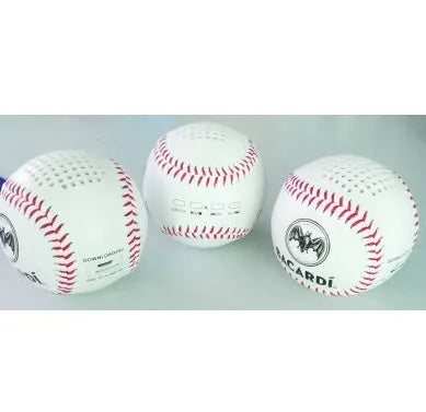 Baseball-themed portable Bluetooth speaker in green, orange, or white colour with USB port