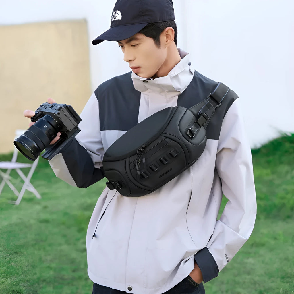 Waterproof Oxford cloth DSLR camera shoulder bag in black, grey, or green colours