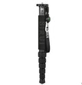 Black carbon fibre monopod for SLR cameras showing telescopic sections extended to 1540mm maximum height