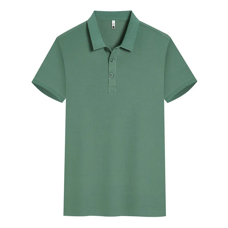 Short sleeve lapel collar work shirt in cool silk cotton blend, shown in a light colour.