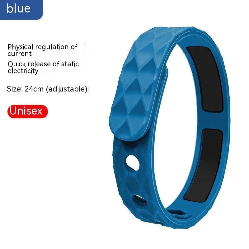 Waterproof anti-static silicone bracelet unisex sports wristband in black blue red and two-tone options