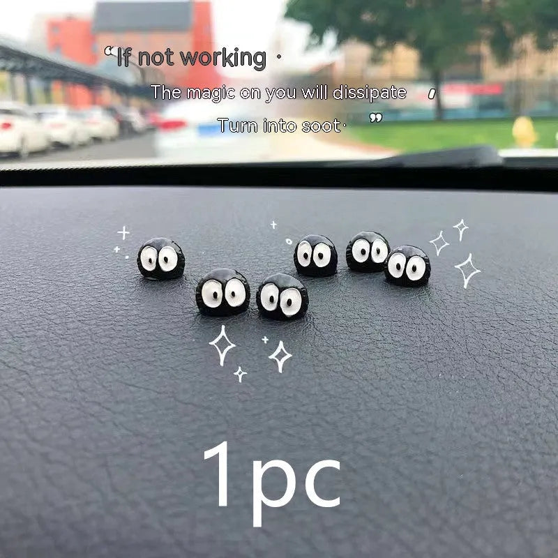 Small resin cartoon coal briquette decoration for car dashboard with traceless tape.