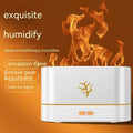Square black or white USB flame humidifier with LED simulation fire effect and mist output.
