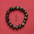 Hand-woven golden obsidian bracelet with 10mm round beads in vintage retro style