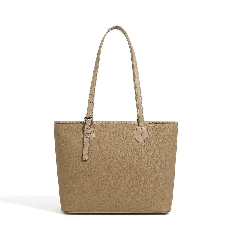 Genuine leather women's large tote bag with organised compartments in horizontal square design