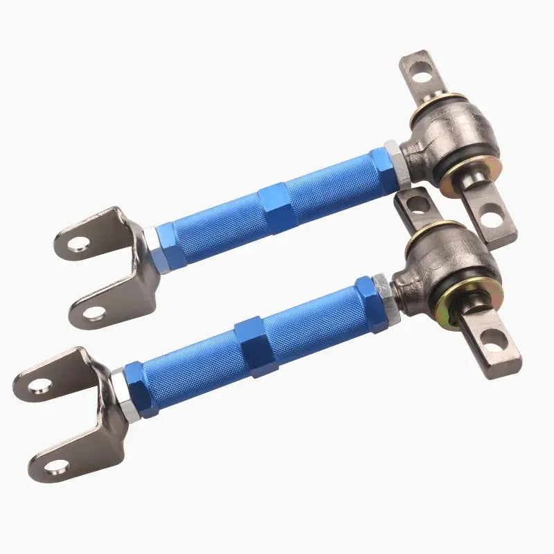Blue and red aluminium alloy rear pull rods for Honda Civic EP3 ES suspension modification.