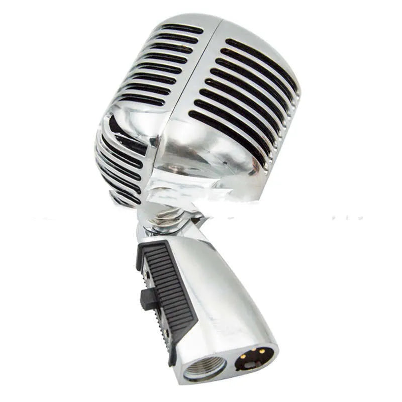Gold retro dynamic microphone with heart-shaped directivity pattern, 185mm length