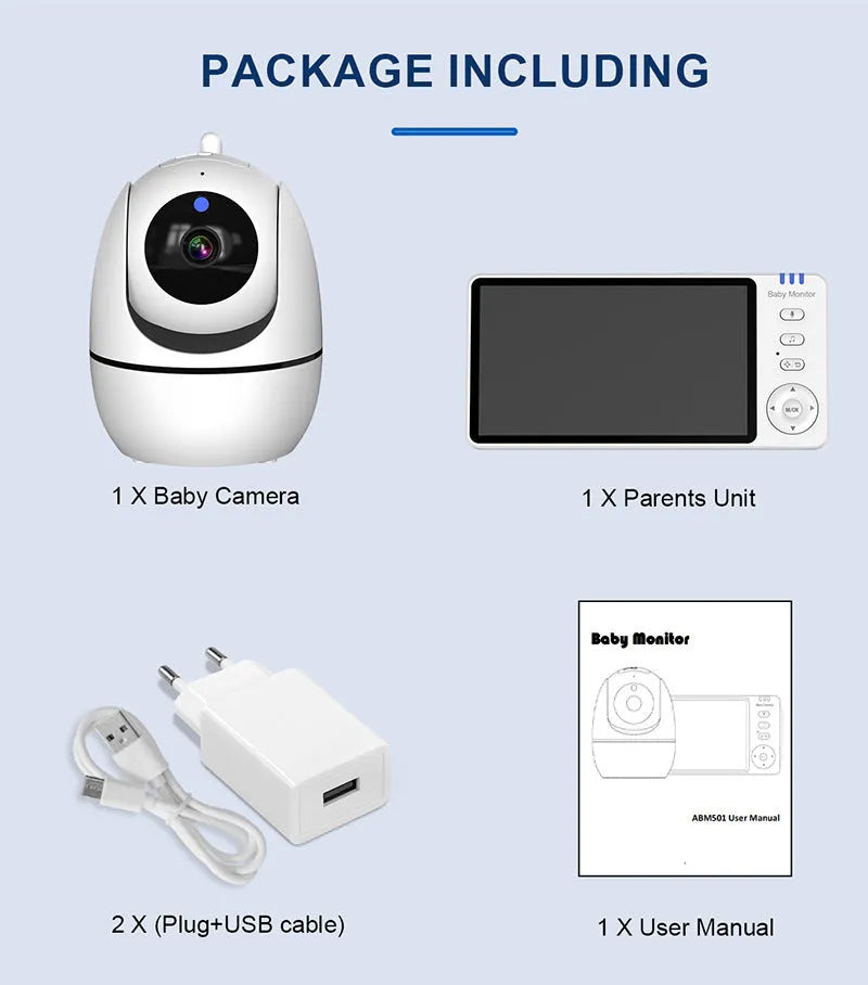 White 5-inch HD wireless baby monitor and camera on a nursery shelf