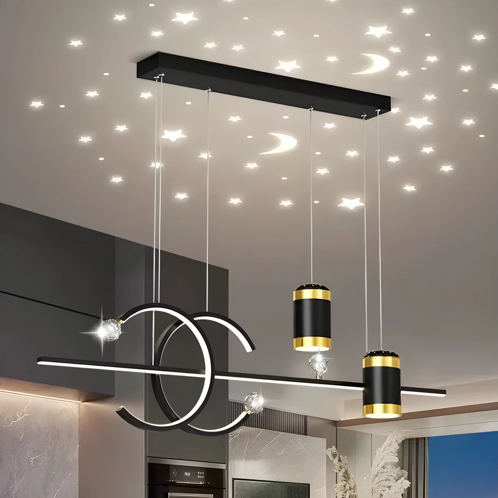 Iron restaurant light with 220V tri-colour output, available in black or gold modern minimalist finish