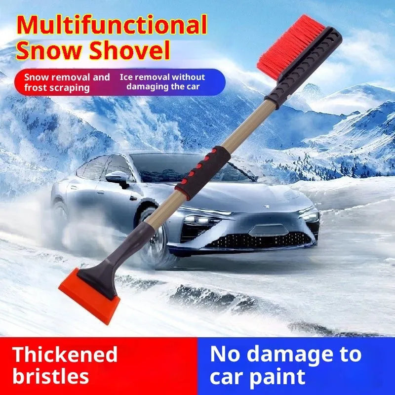 Alloy double-headed snow shovel scraper with telescopic or straight handle for car windscreen snow and ice removal