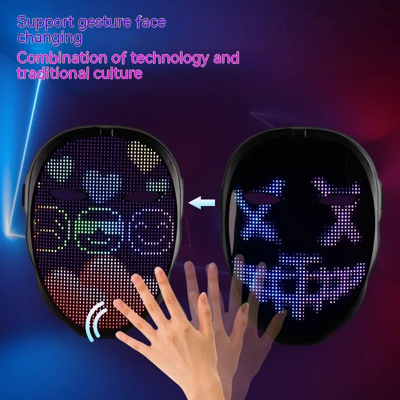 Avengers-themed LED luminous face mask with full colour changing display and gesture control