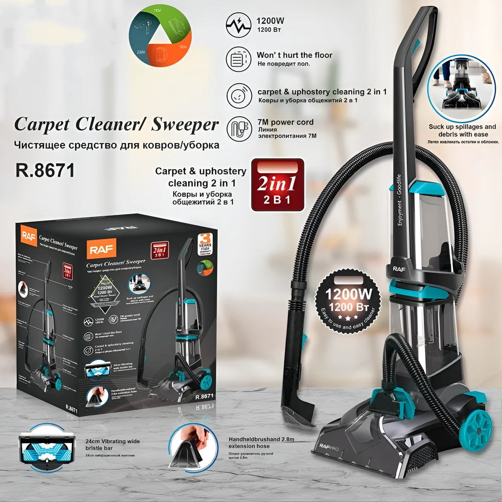 1200W two-in-one household floor sweeper and mop in colour R.8671 with power cord.
