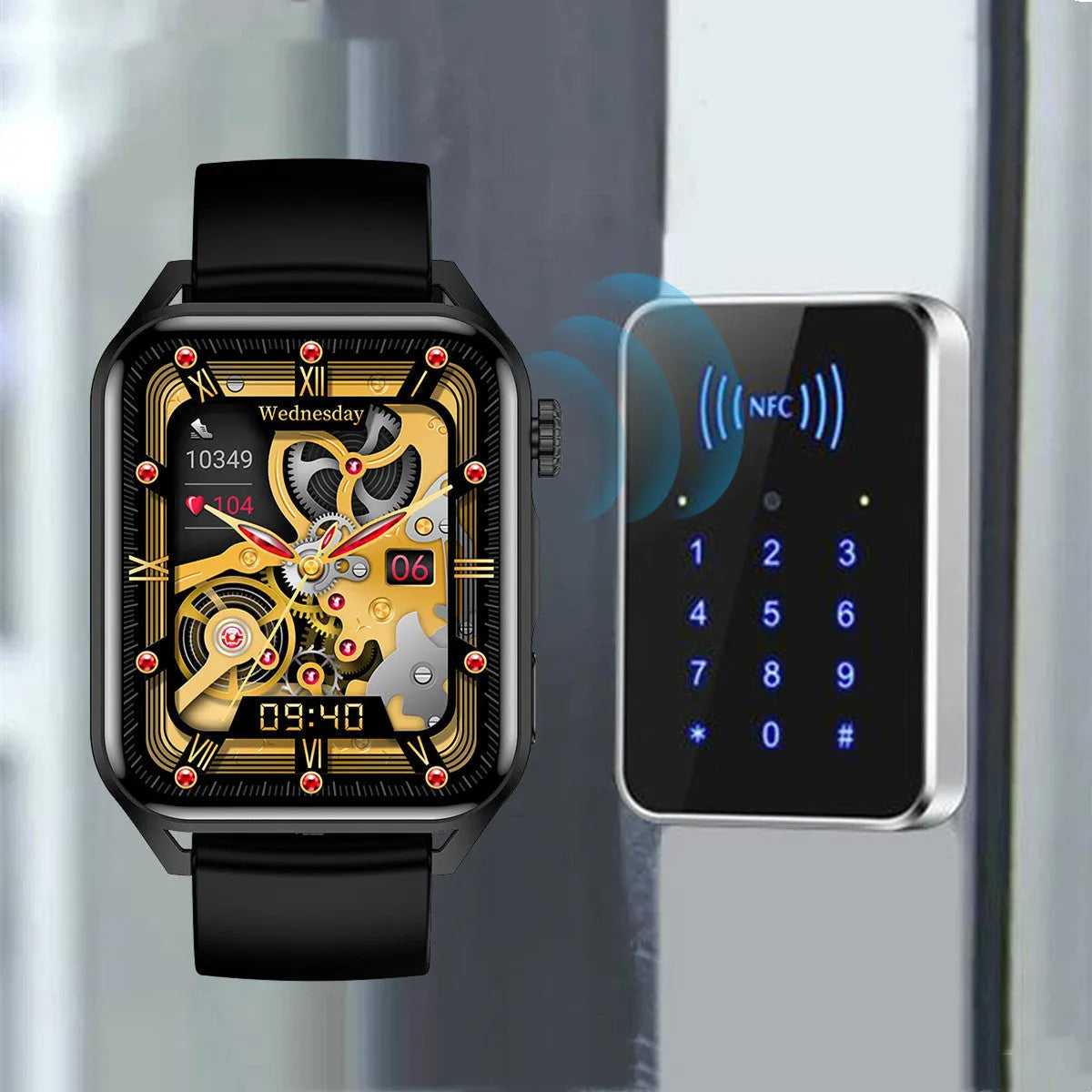 Simple High-definition AMOLED Smart Watch with 1.8-inch screen, silicone strap, and magnetic charger