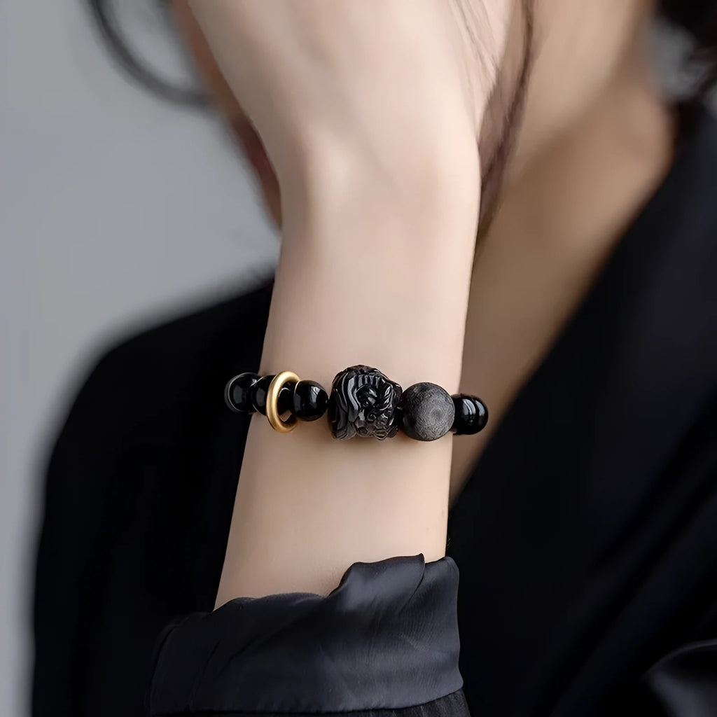Close-up of a S519 colour resin adjustable bracelet on a wrist.