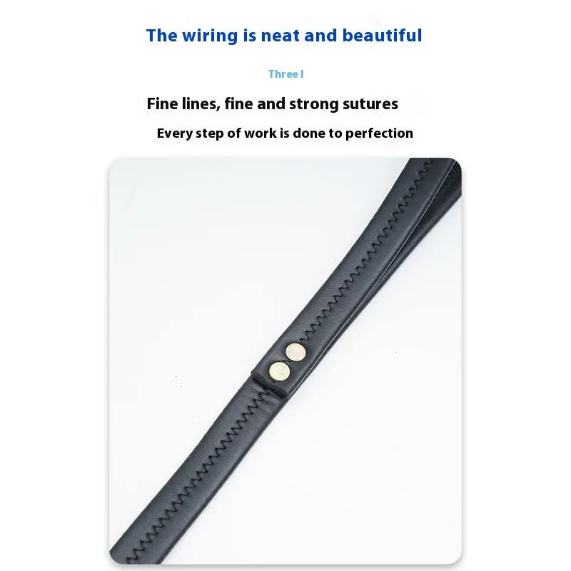 Roran black PU leather dog traction belt with adjustable length options for secure pet walks