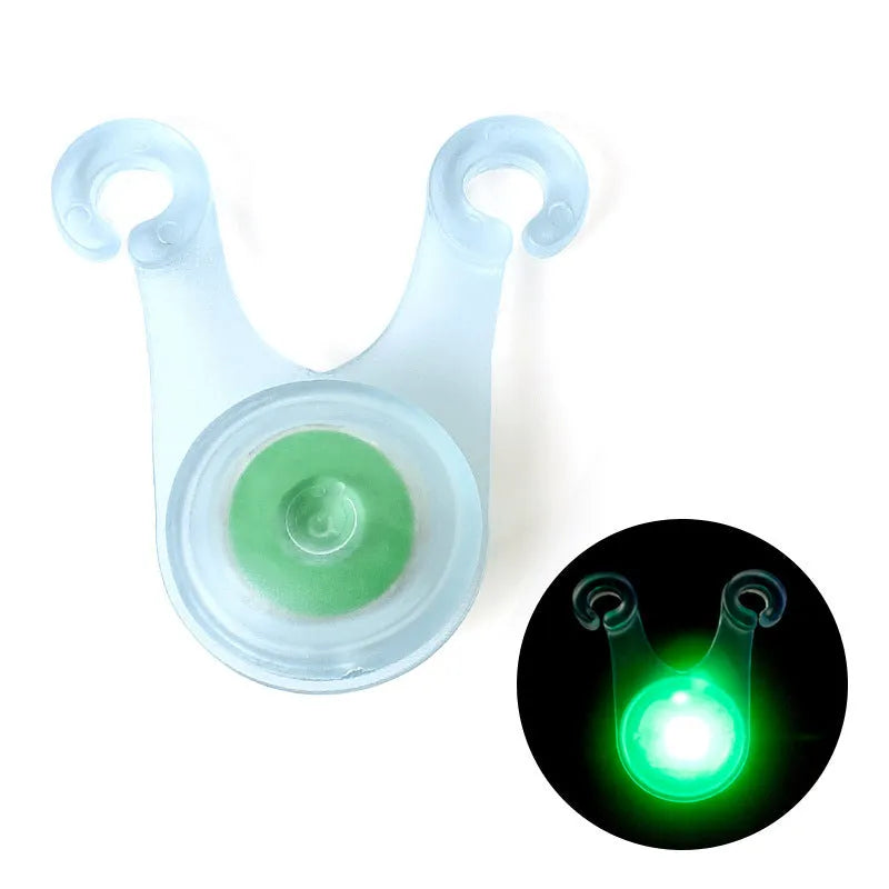 LED camping hanging light, 3.5 x 6cm, 29g, with CR2032 battery, shown in Blue, Green, Rainbow, or Red