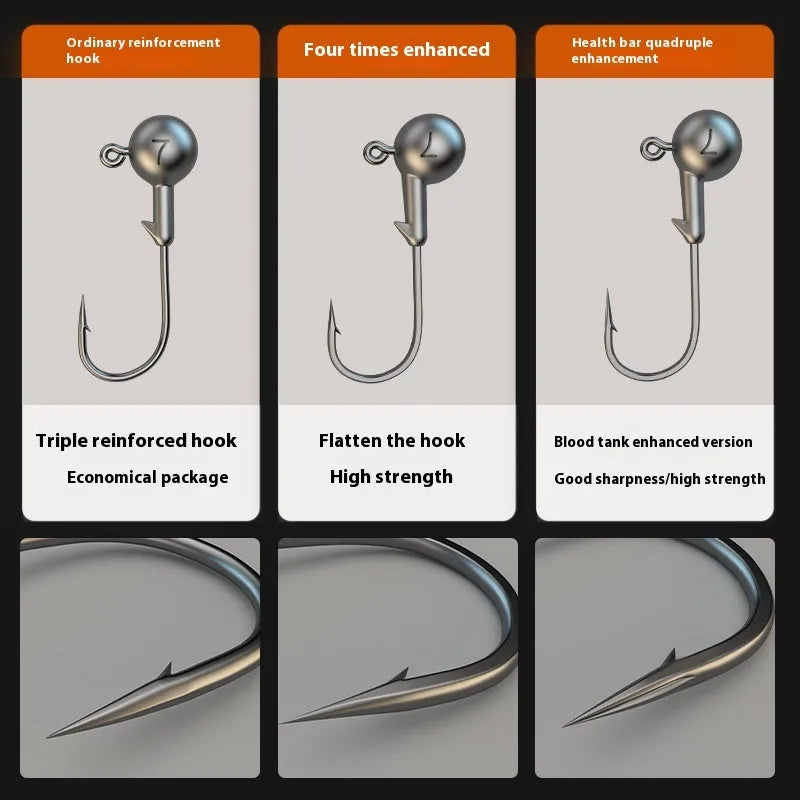 Enhanced jig hooks 50 pieces set with 4 times strength and blood trough design for fishing