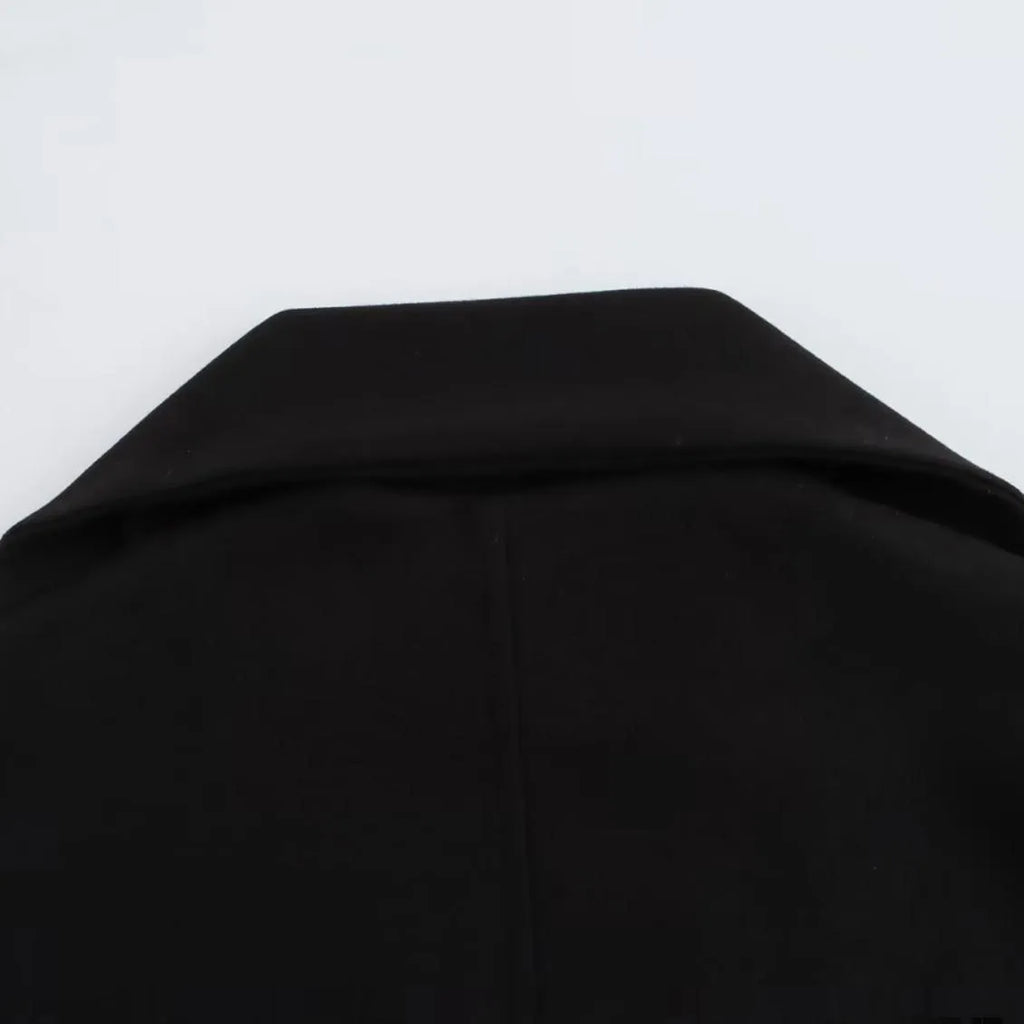 Women's street fashion overcoat with artificial fur collar in lengthened 100cm design