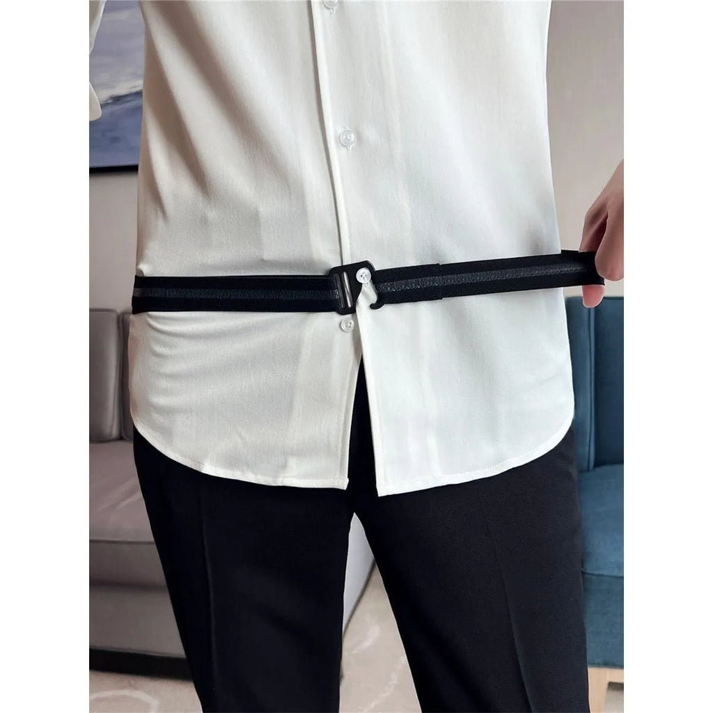 Men's black nylon non-slip shirt band with plastic hook buckle, 2-4cm ordinary width