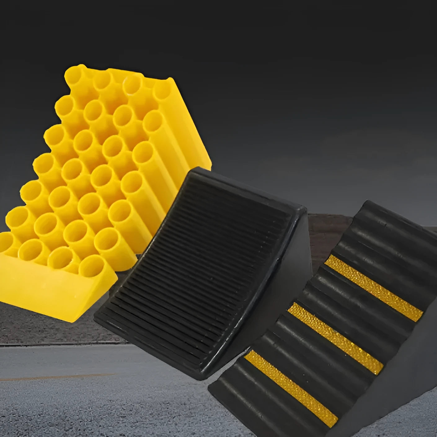 Portable car anti-slip retainer triangle with wood pattern design and adjustable height up to 26cm