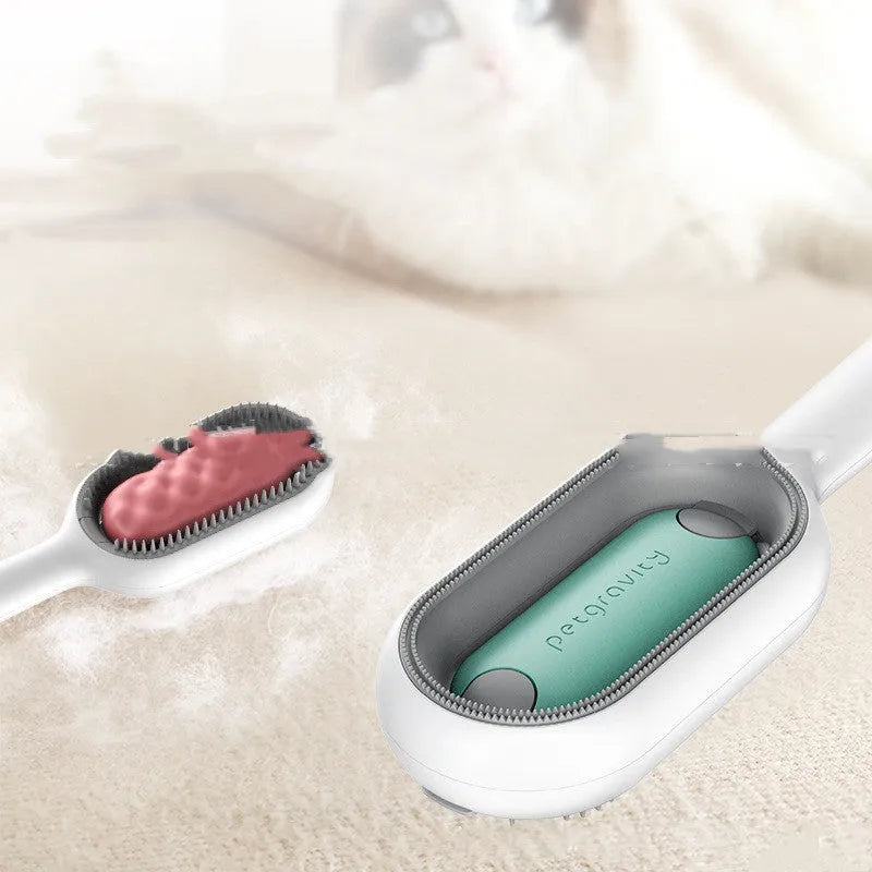 Green plastic pet grooming comb with disposable adhesive wipes for cat and dog hair removal.