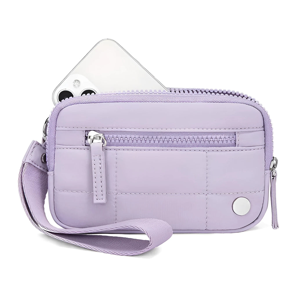 Waterproof quilted nylon handbag with transparent deck design in urban simplicity style