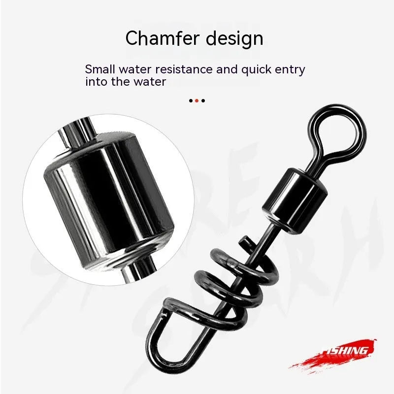 8-shaped fishing swivel connector in copper or stainless steel, showing seven size options for tackle