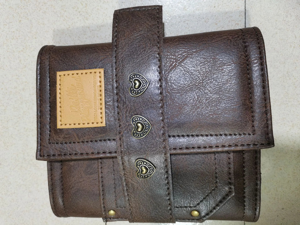 A7 brown PU notebook with loose-leaf binder binding showing 40g raw wood pulp paper inside