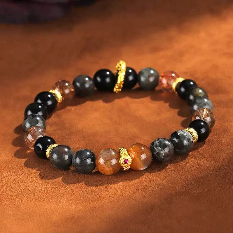 Black Sunstone flame stone same bracelet manual craftsmanship unisex couple design