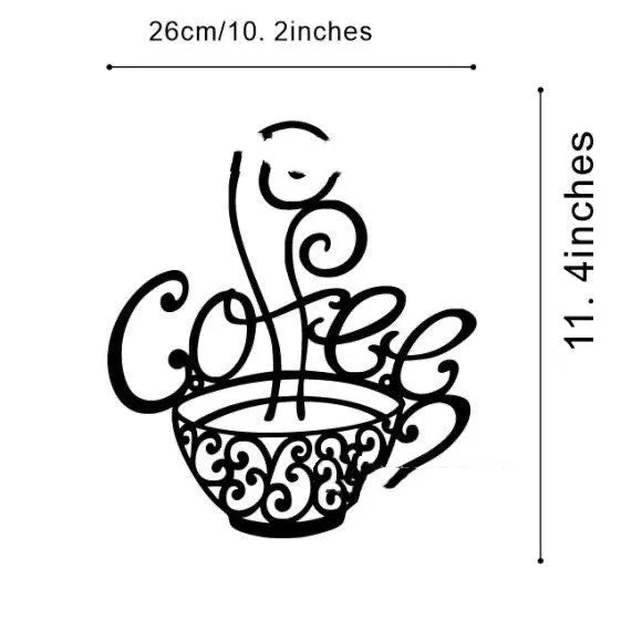 Black wrought iron wall decoration showing English letters silhouette, 26x28cm dimensions with 0.1cm thickness