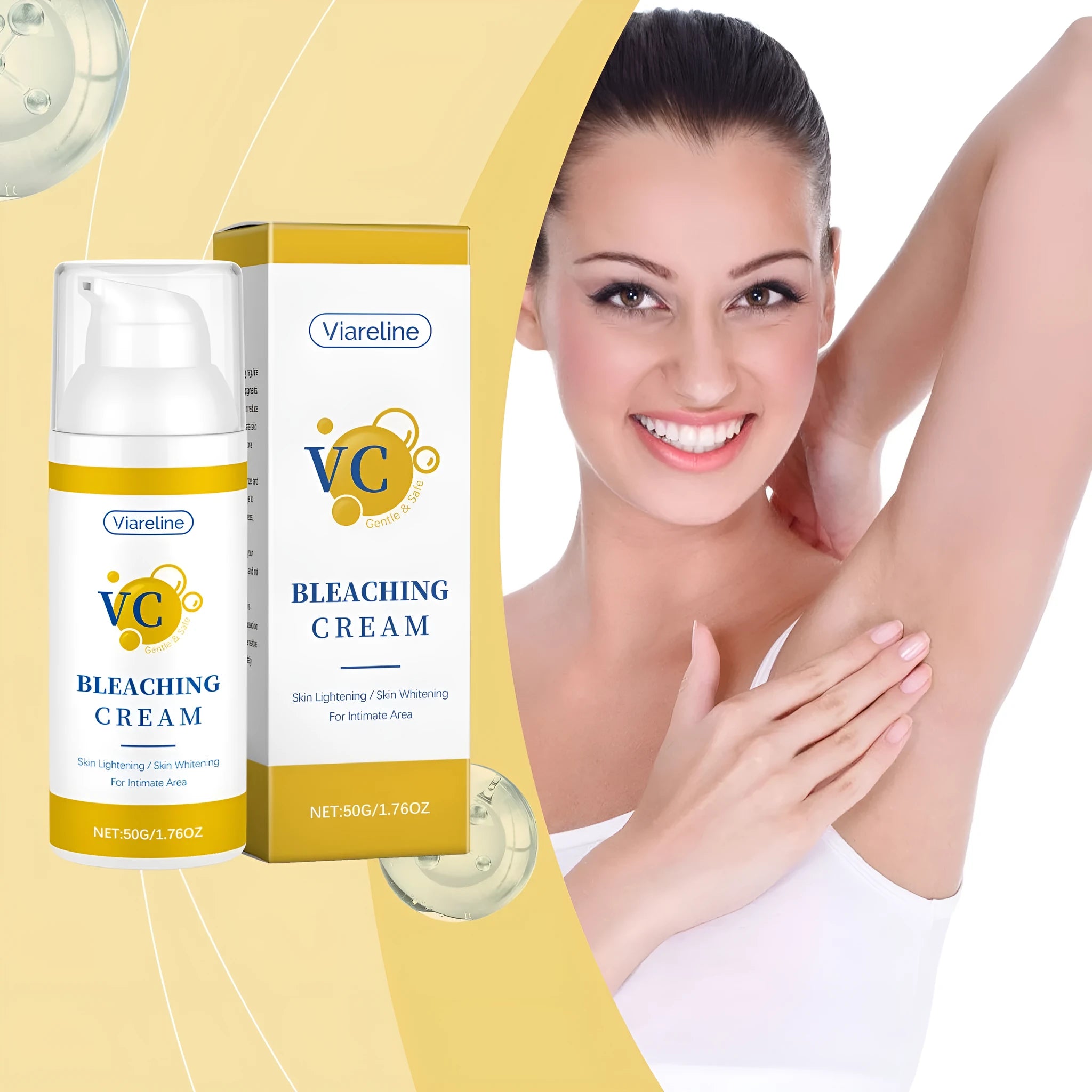 50g tube of whitening cream with vitamin C and titanium dioxide for facial skin lightening