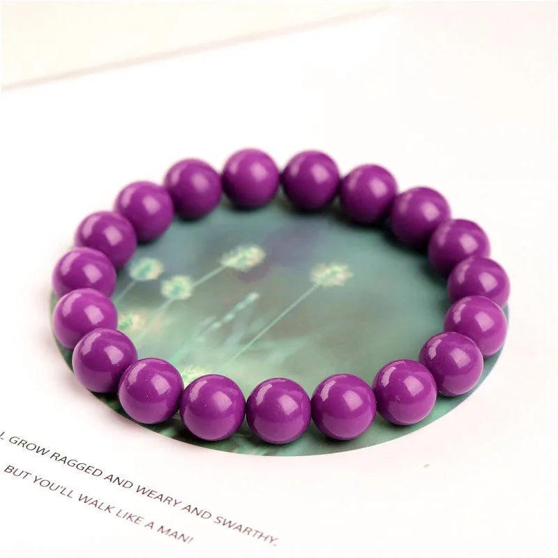 Jiuya crystal bracelet with polished purple mica beads in single circle design showing 5A grade quality