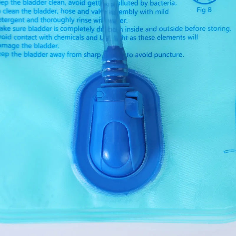 Blue 2L hydration backpack with EVA water bladder and waterproof fabric for outdoor sports