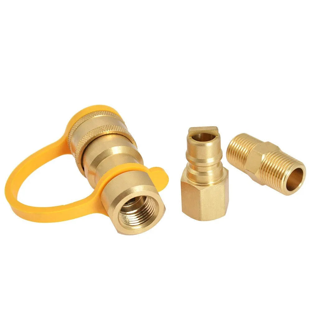3/8 gas tank connector combination in gold brass with American standard thread for propane conversion