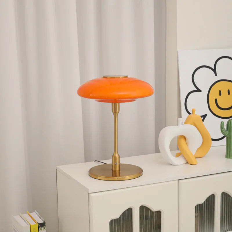Vintage nickel plated ambient light with metal holder in choice of four colours: Golden White, Golden Orange, Pink, White
