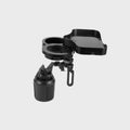 Black car cup holder with wireless charging option, ABS and polyurethane, dashboard mount