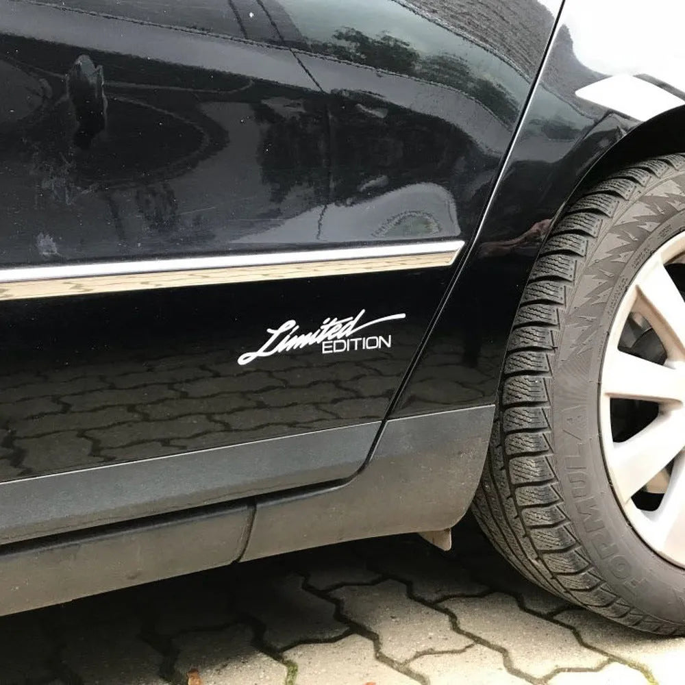 Reflective bumper sticker with English text, 16cm by 3.8cm, in black, white, or colourful plastic