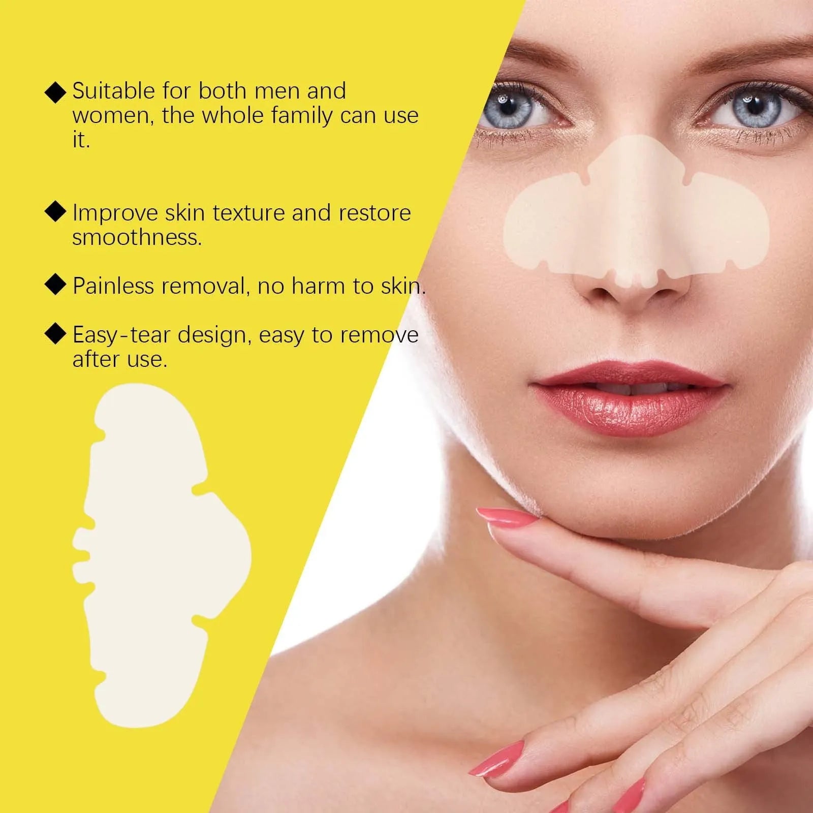 Twelve transparent hydrocolloid nose patches for blackhead removal and facial pore cleansing
