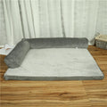 Corduroy pet sofa bed in grey with high-density sponge padding and non-slip base, size L for pets under 60 kg