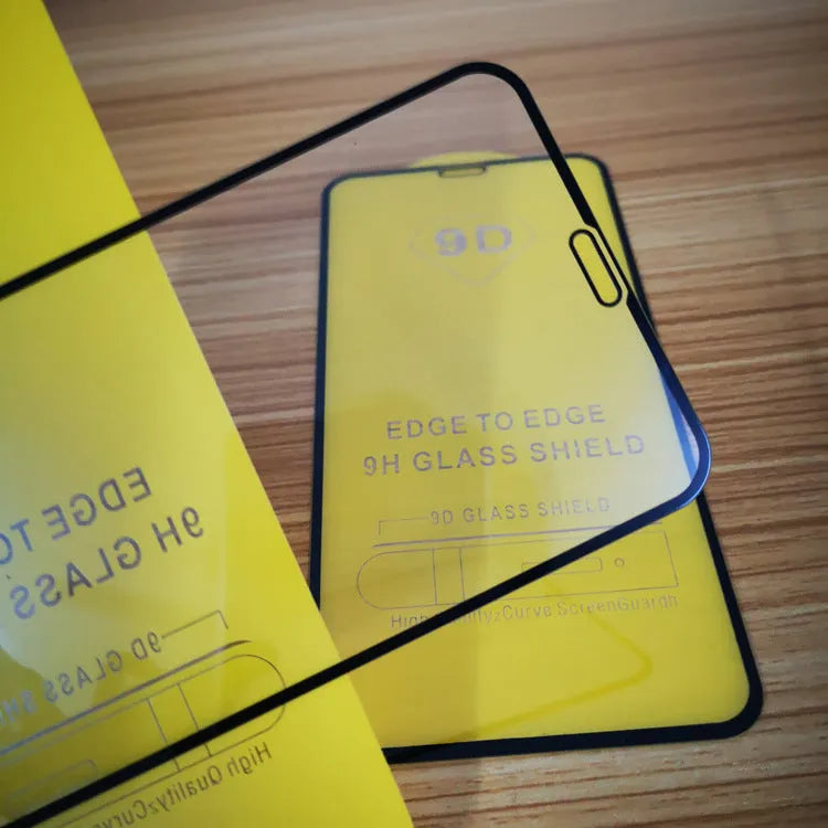 Black full screen tempered glass protector for Xiaomi 10 Lite and 11 series phones.