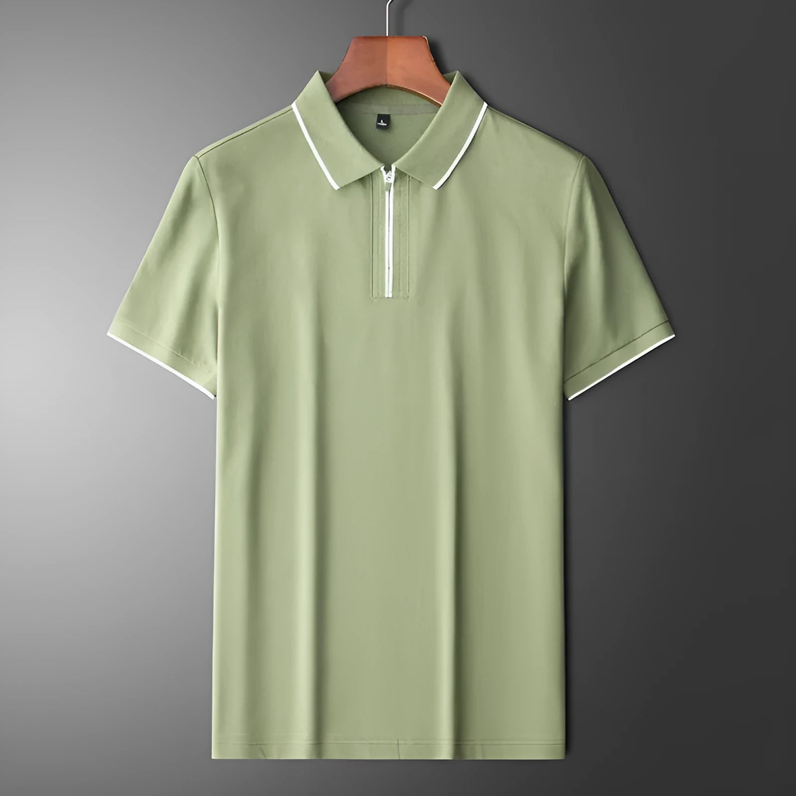 Men's lapel collar short sleeve casual top in cotton blend fabric, slim fit design