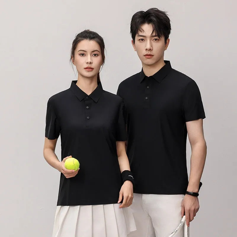 Brocade nylon blend seamless polo shirt in loose fit for summer sports