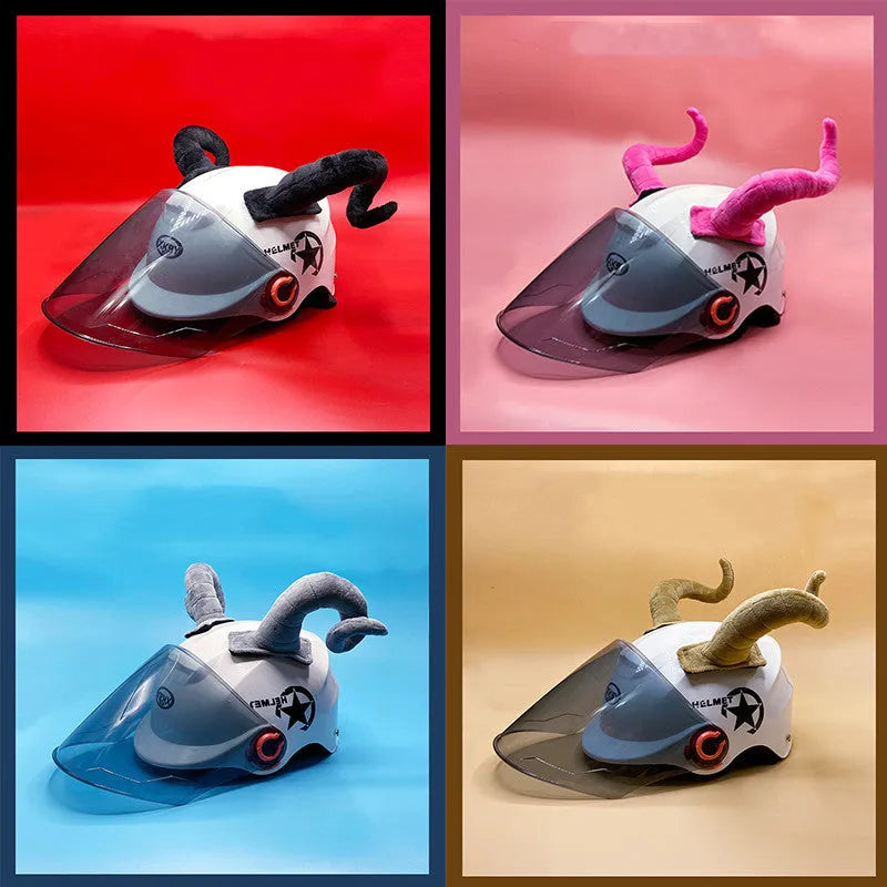 Composite fibre motorcycle helmet demon horn ornaments in four colour options