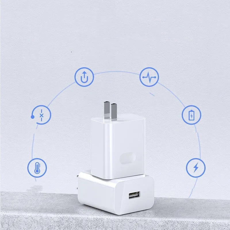 White 40W QC3.0 fast charger set with 5A charging cable for mobile phones