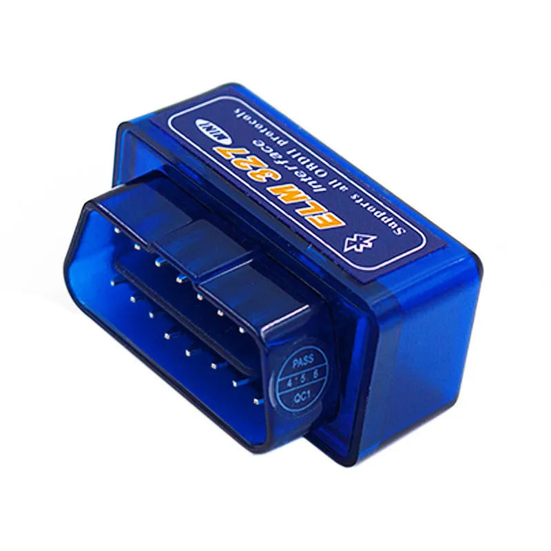 Bluetooth auto fault detector with OBD2 connector, displaying fault codes and sensor data on a smartphone screen