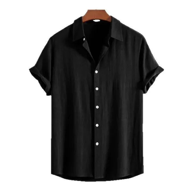 Men's loose-fit cardigan in polyester fibre, short sleeves, available in black, green, white, sizes S to 6XL